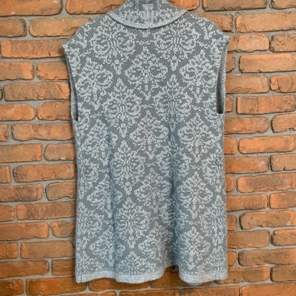 Chico's Wool Blend Sleeveless Open Front Sequined Cardigan Sweater Vest Gray - L - Picture 2 of 5